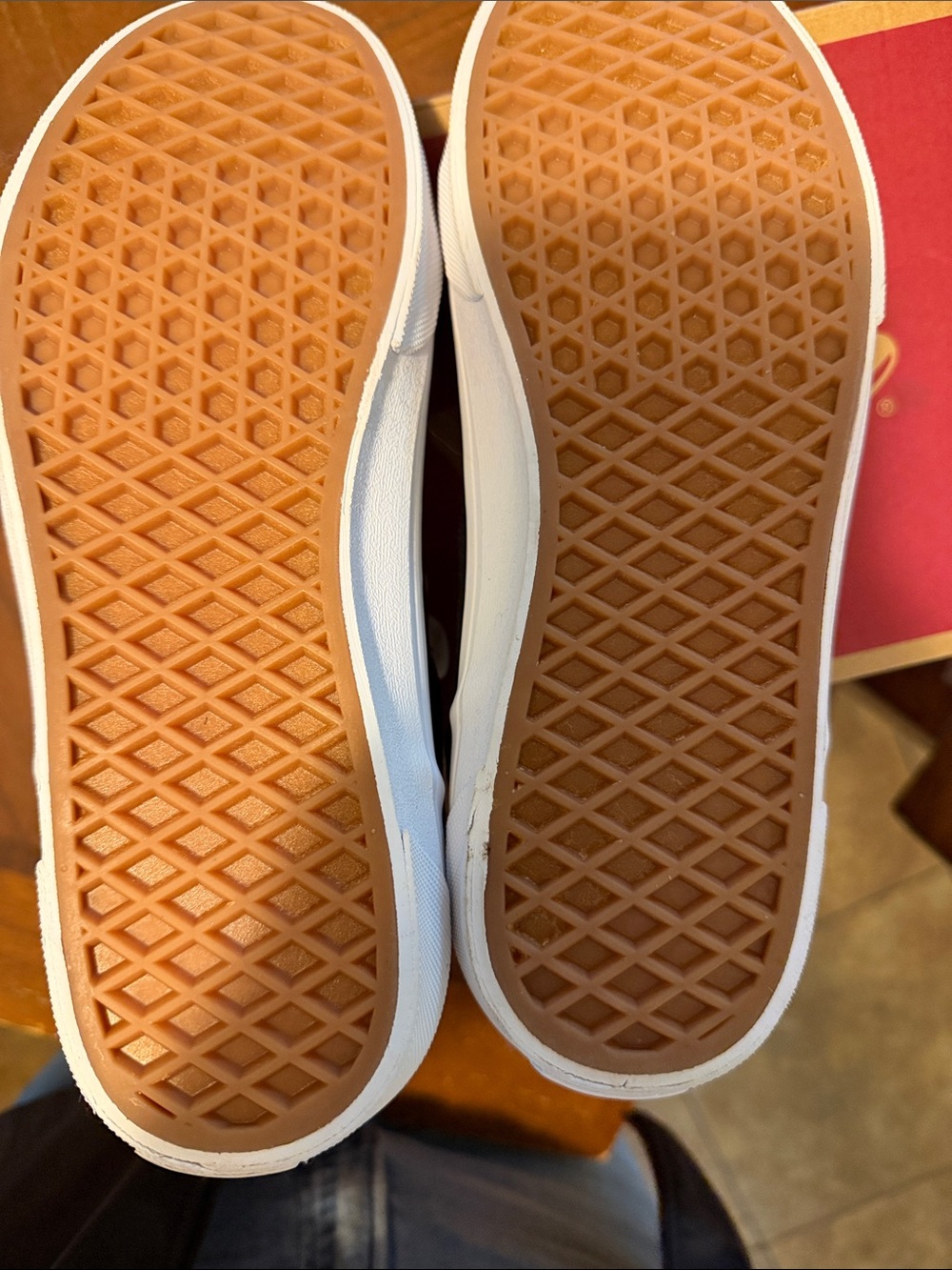 Vans Black Checkerboard Low-Top Sneakers with Red Accents - Picture 3 of 4